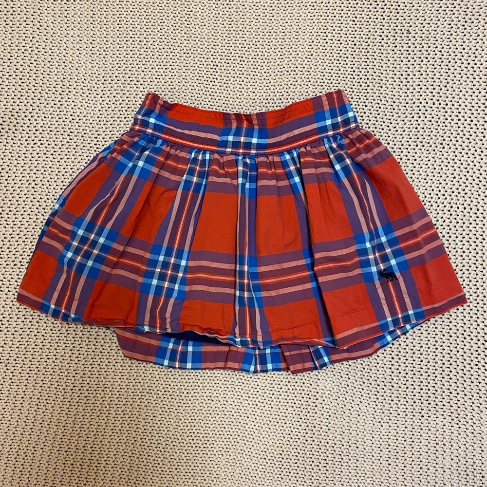 Abercrombie & Fitch Red and Blue Plaid Mini Skirt
